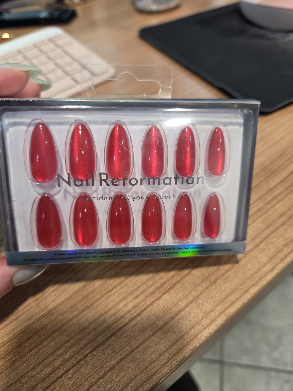 Reformation Shimmery Cherry Red Press-On Nails